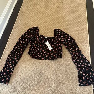 NWT satin Top Shop long sleeved crop top